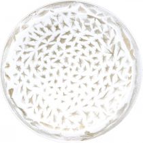 Plato decorativo blanco redondo estructura marrón decoración de mesa vintage Ø39cm