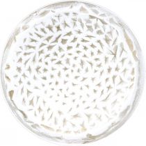 Artículo Plato decorativo blanco redondo estructura marrón decoración de mesa vintage Ø39cm