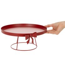 Artículo Bandeja decorativa con soporte y lazo metálico, 30 cm, juego de 2 piezas.