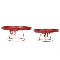 Artículo Bandeja decorativa con soporte y lazo metálico, 30 cm, juego de 2 piezas.