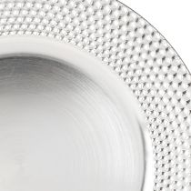Artículo Plato decorativo plato decorativo redondo de plástico plateado Ø33cm