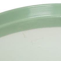 Artículo Plato decorativo redondo verde sobre soporte para mesa, 30 cm.