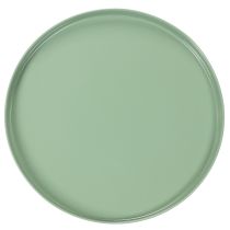 Artículo Plato decorativo redondo verde sobre soporte para mesa, 30 cm.