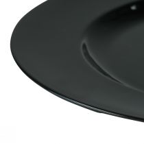 Artículo Plato decorativo negro plano de plástico brillante Ø28cm H2cm