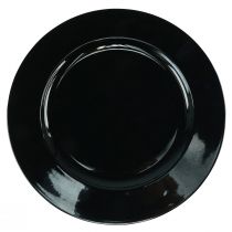 Artículo Plato decorativo negro plano de plástico brillante Ø28cm H2cm