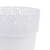 Artículo Maceta decorativa de plástico blanco Ø13cm H13.5cm 1p