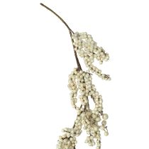 Artículo Guirnalda decorativa de bayas de nieve de invierno color crema, 130 cm