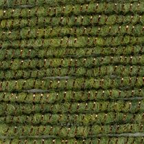 Artículo Cordón de lana verde con hilo dorado, 5m x 5mm con alambre, para decoración y manualidades