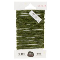 Artículo Cordón de lana verde con hilo dorado, 5m x 5mm con alambre, para decoración y manualidades