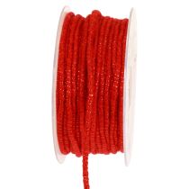 Artículo Hilo de lana con hilo de fieltro mica roja Ø5mm 33m
