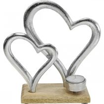 Artículo Portavelas corazón metal decoración mesa decoración madera 22cm