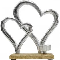 Artículo Portavelas corazón metal decoración mesa decoración madera 22cm
