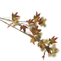 Artículo Rama artificial de liquidámbar otoñal con hojas y racimos de frutos, 132 cm.