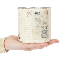 Artículo Maceta de hojalata color crema estilo shabby chic Ø11cm H10.5cm