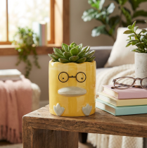 Artículo Jarrón decorativo cilíndrico de cerámica con forma de pato para un hogar elegante, 13 cm, 2 piezas