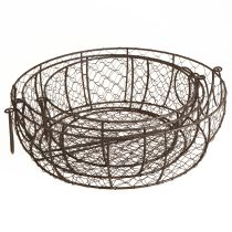 Artículo Cesta de alambre con asa marrón Ø35/30/25cm Juego de 3