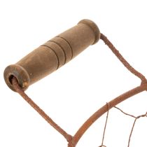 Artículo Cesta redonda vintage de alambre con asas de madera, cesta de metal, acabado oxidado, Ø22cm