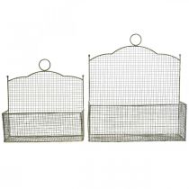 Artículo Cesta de alambre, cesta de pared, cesta de plantas Shabby Chic L38/32cm juego de 2