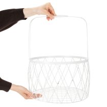 Artículo Cesta de alambre con asa, metal blanco, Ø25/30/35cm, juego de 3