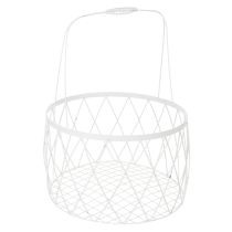 Artículo Cesta de alambre con asa, metal blanco, Ø25/30/35cm, juego de 3