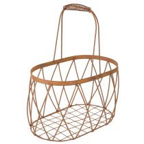 Artículo Cesta ovalada de alambre con asa, decoración de jardín, acabado oxidado, 30/25 cm, juego de 2
