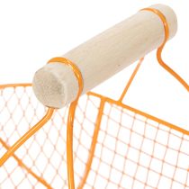 Artículo Cesta de alambre con asa de madera. Diseño práctico. Ideal para la decoración primaveral, el hogar y la oficina. 17 cm, 6 unidades.