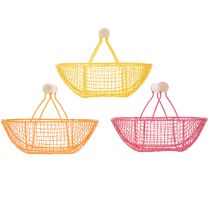 Artículo Cesta de alambre con asa de madera. Diseño práctico. Ideal para la decoración primaveral, el hogar y la oficina. 17 cm, 6 unidades.