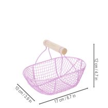 Artículo Cesta de alambre con asa de madera, ideal para la vida moderna y la decoración con estilo, 17 cm, 6 piezas