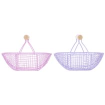 Artículo Cesta de alambre con asa de madera, ideal para la vida moderna y la decoración con estilo, 17 cm, 6 piezas