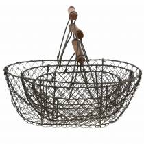 Artículo Cesta de alambre con soporte de metal marrón 20/25 / 30cm, juego de 3
