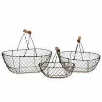 Artículo Cesta de alambre con soporte de metal marrón 20/25 / 30cm, juego de 3