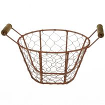 Artículo Cesta de alambre cesta de metal con asa decoración óxido de madera Ø18cm