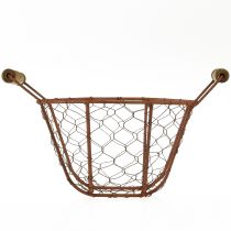 Artículo Cesta de alambre cesta de metal con asa decoración madera óxido Ø18cm