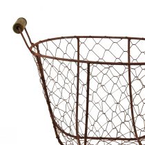 Artículo Cesta de alambre vintage redonda con asa cesta de metal óxido Ø26,5cm