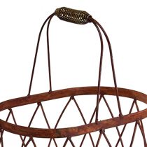 Artículo Cesta de alambre cesta de malla ovalada con asa decoración de jardín óxido 30/25 cm juego de 2