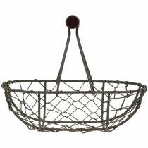 Artículo Cesta ovalada de alambre con asa, gris, 17×11 cm, 15 cm de alto, 2 unidades.