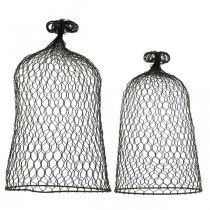 Artículo Campana decorativa de metal, ayuda para escalar, campana de alambre marrón, pátina H50/41cm Ø30/25cm, juego de 2