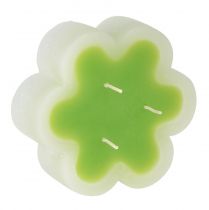 Artículo Vela de tres mechas verde blanco forma flor Ø11,5cm H4cm