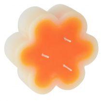 Artículo Vela de tres mechas blanca naranja en forma de flor Ø11,5cm H4cm