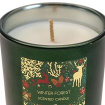 Vela perfumada Navidad invierno bosque vela cristal verde Ø7/H8cm