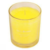 Vela perfumada en vaso aroma de verano Frangipani Amarillo Al.8cm