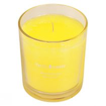 Artículo Vela perfumada en vaso aroma de verano Frangipani Amarillo Al.8cm