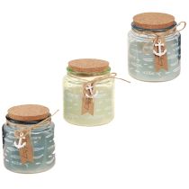 Artículo Velas perfumadas en vidrio velas de pescado azul marino verde Al.11cm 3ud
