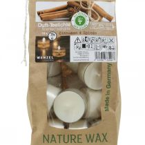 Artículo Velas de té con aroma a canela, vela navideña, vela de té perfumada, decoración de velas Ø25cm H40cm blanco 18 piezas