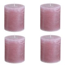 Artículo Elegantes velas de pilar de color rosa antiguo de 70×80 mm, juego de 4, para decoración de mesas, coronas de Adviento y ambientes románticos.