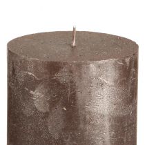Artículo Velas de pilar de color marrón liso, cobre metálico, 70×80 mm, juego de 4: velas decorativas para estilo y calidez.