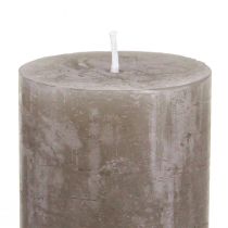 Artículo Velas de pilar rústicas de color sólido, marrón, juego de 4, 50×100 mm