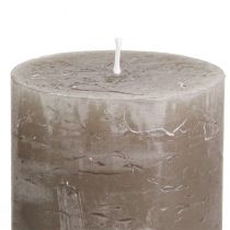 Artículo Velas de pilar rústicas de color marrón liso, 70 x 80 mm, juego de 4; velas decorativas de alta calidad para un ambiente acogedor