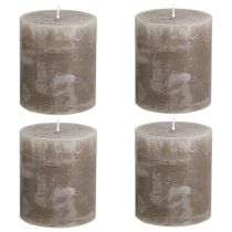 Artículo Velas de pilar rústicas de color marrón liso, 70 x 80 mm, juego de 4; velas decorativas de alta calidad para un ambiente acogedor