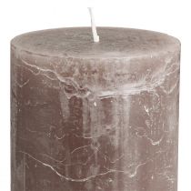 Artículo Velas de pilar de color marrón liso, 85 x 120 mm, juego de 2, de larga duración, decorativas